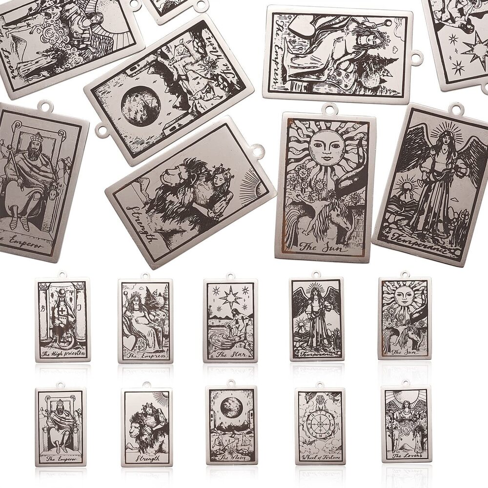 4913 10Pcs/bag Divinatory Tarot Charms Pendants Laser Engraved Pattern 201